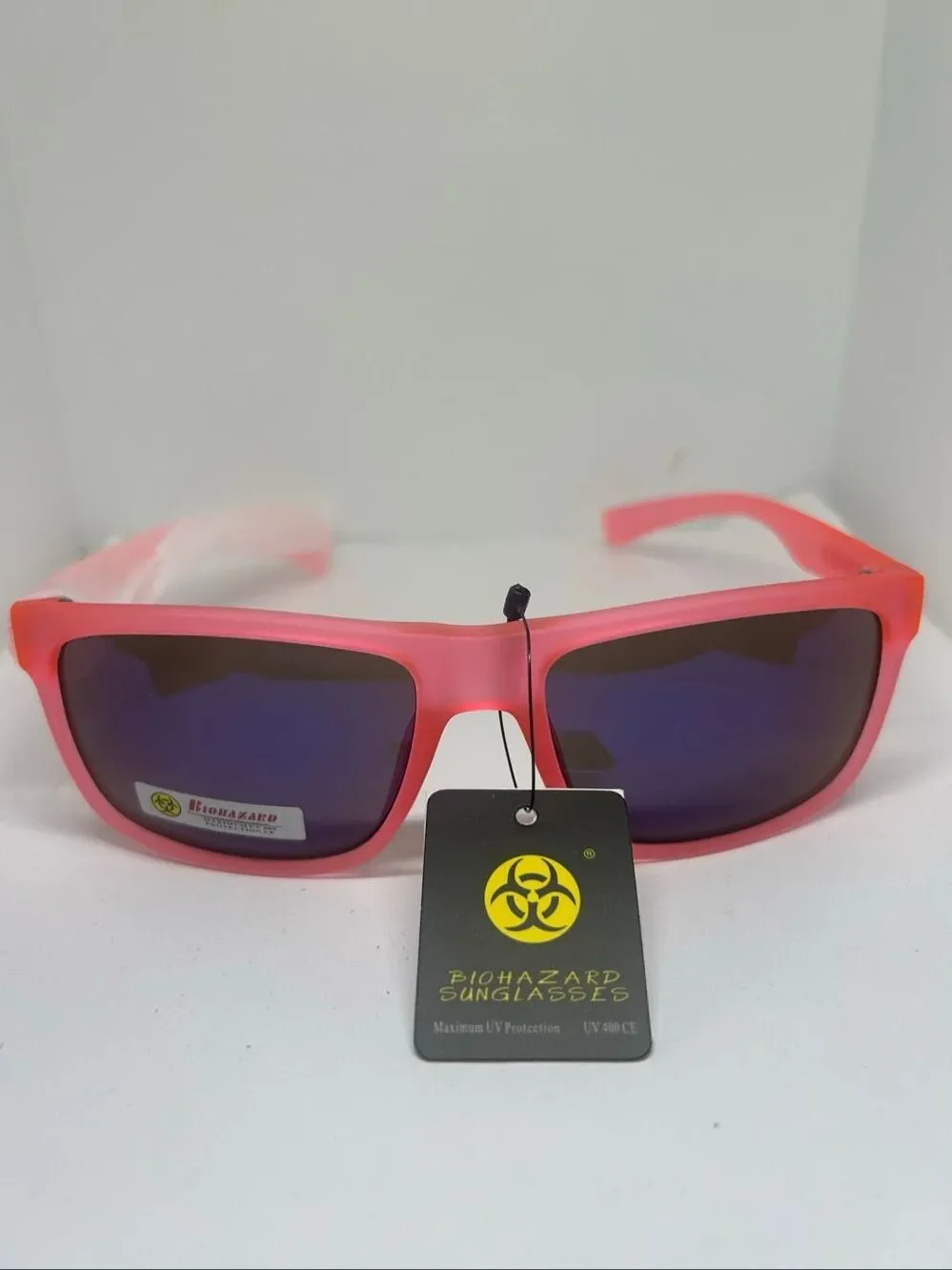 Biohazard Frosted Pink Mirrored UV400 Sunglasses NWT